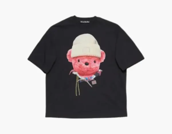 Acne Studios Printed Pink Bear T-shirt Black