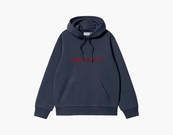Carhartt WIP Hooded Carhartt Sweatshirt Navy Red