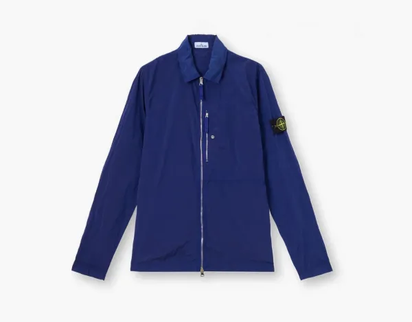 Stone Island Nylon Metal In Econyl Overshirt with Pocket and Two-Way Zip Navy
