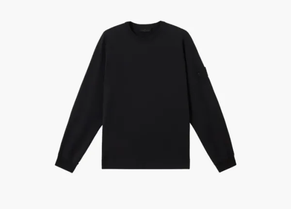 Stone Island Crewneck Sweatshirt with Ribbed Details Black