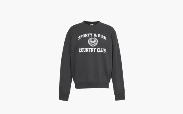 Sporty & Rich Ivy Varsity long-sleeve cotton-jersey sweatshirt Black