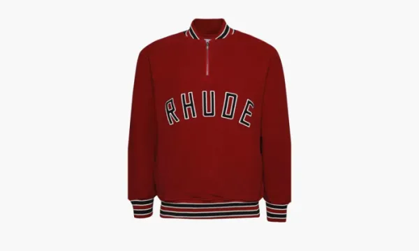RHUDE Quarter Zip Varsity Jacket Vintage Red