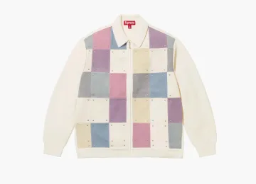 Supreme Studded Suede Zip Up Cardigan Multicolor