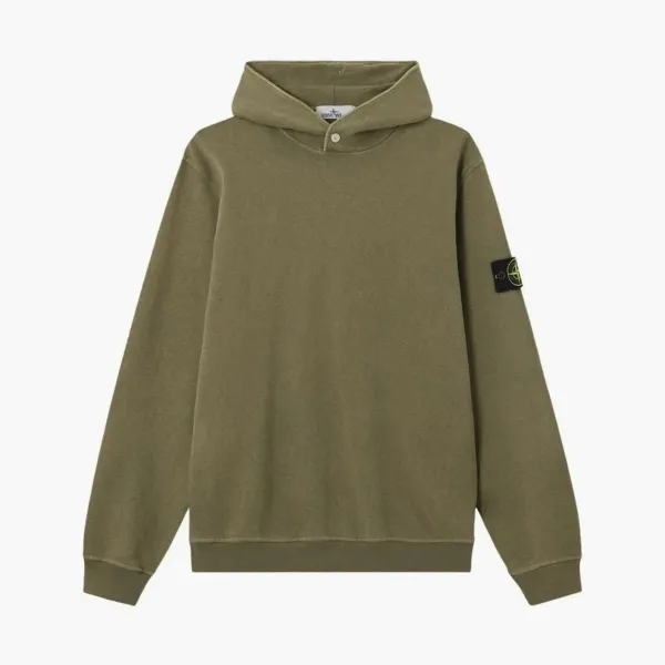 Stone Island Malfile Fleece Hooded Sweatshirt Military Green
