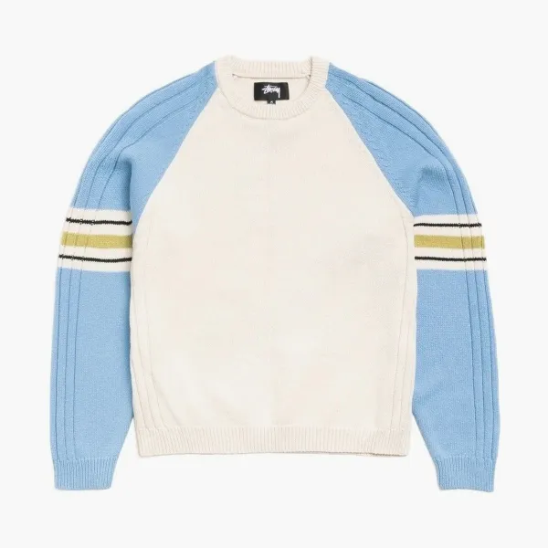 Stussy Stripe Raglan Crew Blue