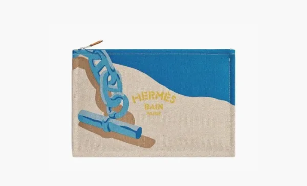 Hermès Mainland Cotton Canvas Bag Clutches Sky Blue