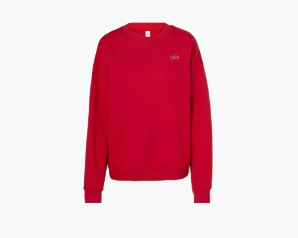 Alo Yoga Accolade Crew Neck Pullover Bold Red