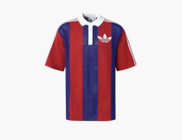 Adidas Originals Blockcore Short Sleeve Polo Pique Collar Shirt  Red Blue