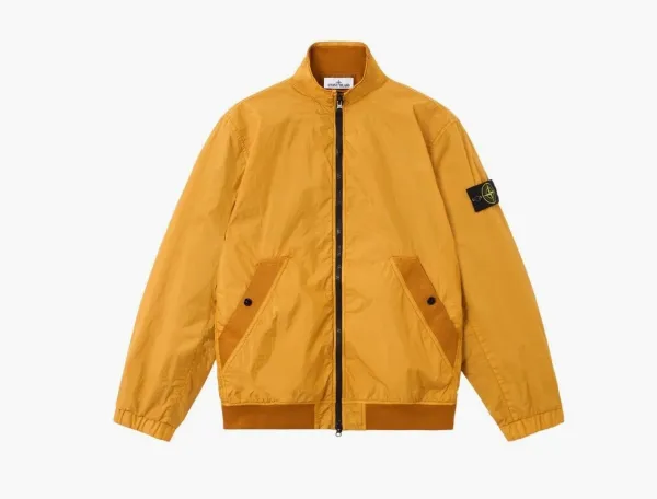 Stone Island Crinkle Reps NY Stand Collar Jacket Mustard