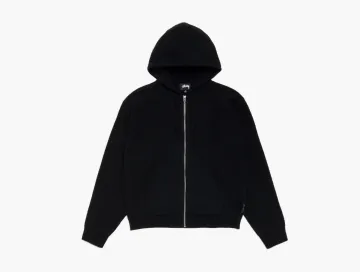 Stussy Textured Zip Hooded Sweater Black
