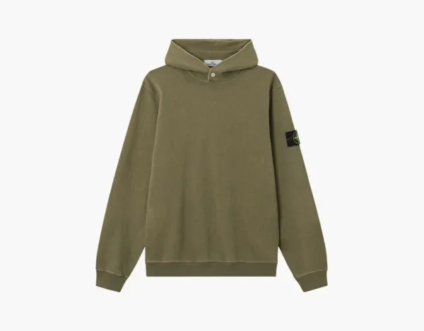 Stone Island Malfile Fleece Hooded Sweatshirt Military Green