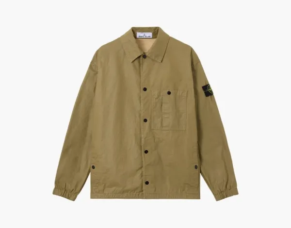 Stone Island Double-Coated Cotton Ripstop Overshirt Military Green