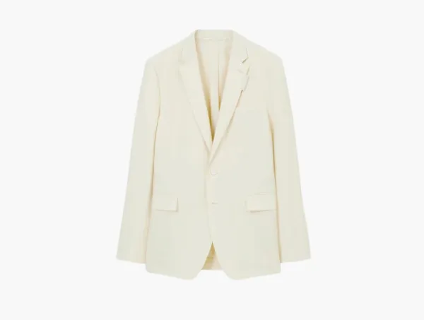 Burberry Linen Blend Slim Fit Tailored Blazer Natural White