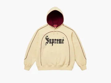 Supreme Curve Piping Hooded Sweatshirt Natural