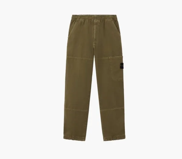 Stone Island Organic Panama Cotton Loose Fit Cargo Trousers Military Green