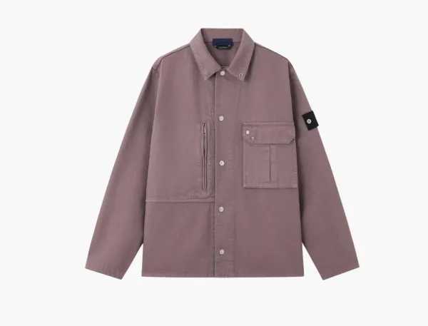 Stone Island Light Bull Denim-TC Overshirt Purple Grey