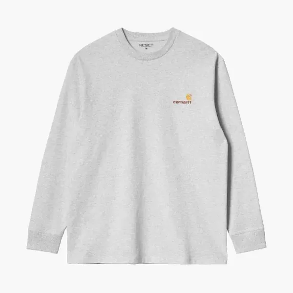 Carhartt WIP Script Logo Long Sleeve Grey