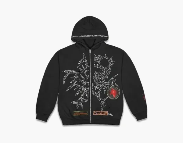 Travis Scott Cactus Jack Thorn Graphic Zip Hoodie Black