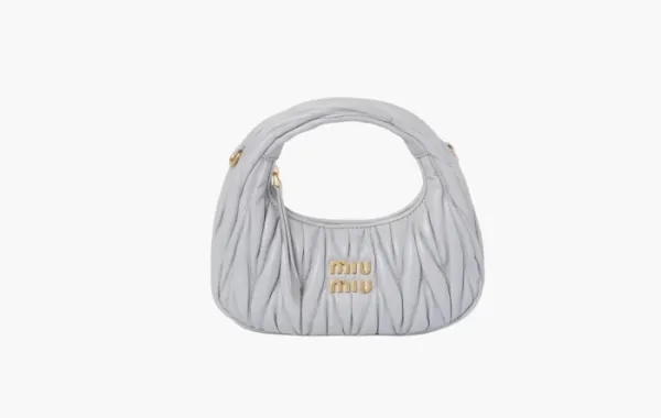 Miu Miu Wander Matelasse Nappa Leather Mini Hobo Bag Light Blue