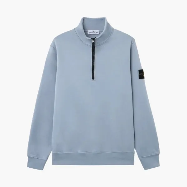 Stone Island Organic Cotton Fleece Half-Zip Sweatshirt Blue