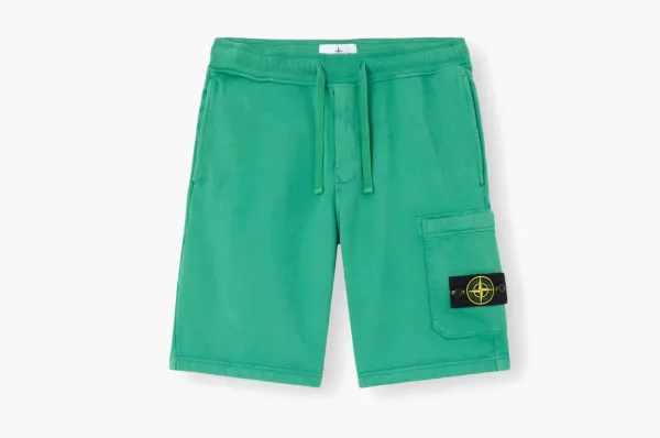 Stone Island Organic Cotton Fleece Shorts Malachite