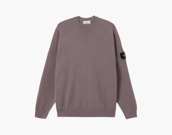Stone Island Light Raw Hand Organic Cotton Crewneck Jumper Purple Grey