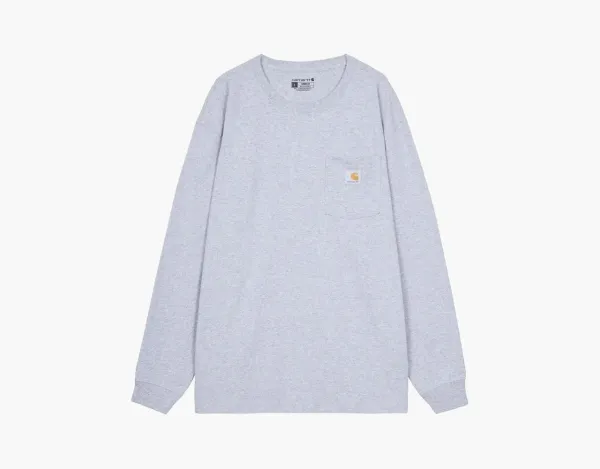 Carhartt K126 Pocket Long-Sleeve T-Shirt Heather Grey