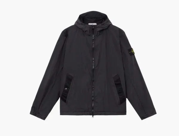 Stone Island Crinkle Reps NY Hooded Jacket Black