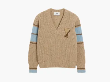 Ami Paris College Sweater Camel
