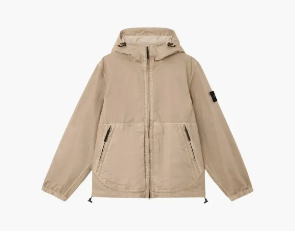Stone Island Organic-Look Nylon Panama-TC Hooded Jacket Desert