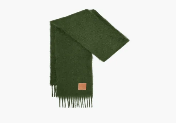 Loewe Scarf in Mohair and Wool Forest Green