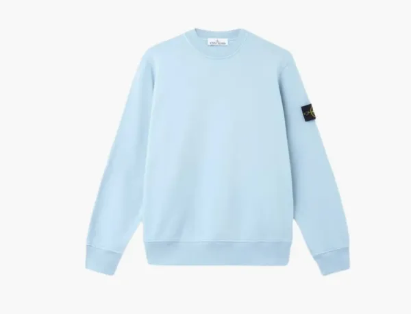 Stone Island Organic Cotton Crewneck Sweatshirt Powder Blue