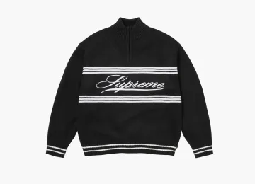 Supreme Script Stripe Half Zip Sweater Black