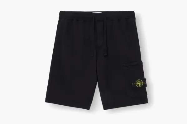 Stone Island Organic Cotton Fleece Shorts Black