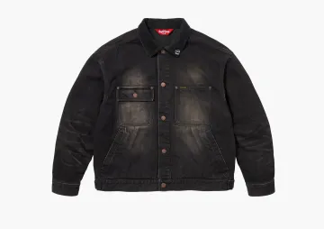 Supreme Distressed Selvedge Trucker Jacket Washed Black