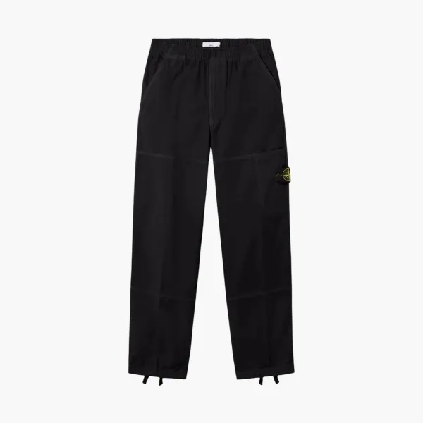 Stone Island Organic Panama Cotton Loose Fit Cargo Trousers Black