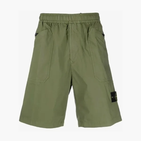 Stone Island Stretch Cotton Tela Paracadute Bermuda Shorts Olive