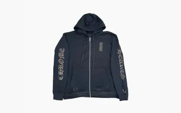 Chrome Hearts 1988 Glitter Vertical Logo Zip Hoodie Black
