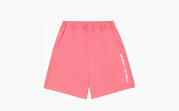Sporty & Rich Bold Logo Gym Shorts Cotton Candy/White
