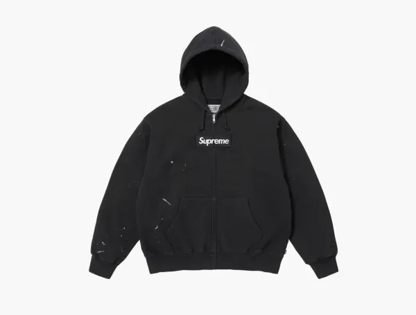 Supreme x MM6 Maison Margiela Box Zip Up Hooded Sweatshirt Black