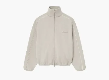 Fear of God Essentials Modern Fleece Track Jacket With Piping Heather Stone/Cloud White