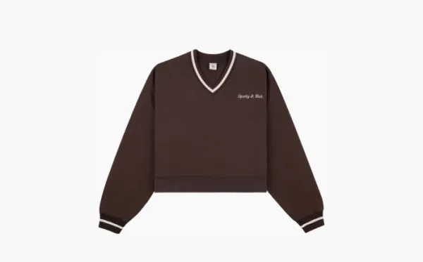 Sporty & Rich Classic Logo Cotton Sweatshirt Brown