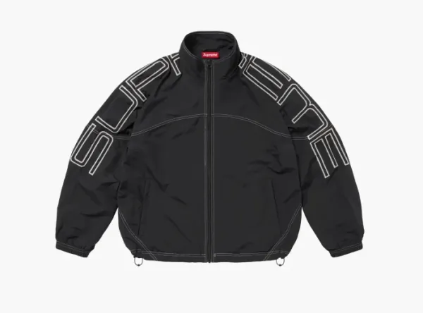 Supreme Spellout Embroidered Track Jacket  Black