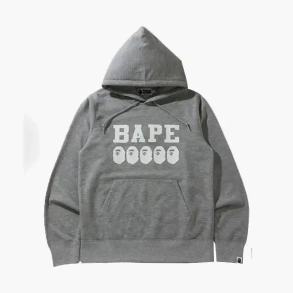 A Bathing Ape Multi Ape Head Pullover Hoodie Grey