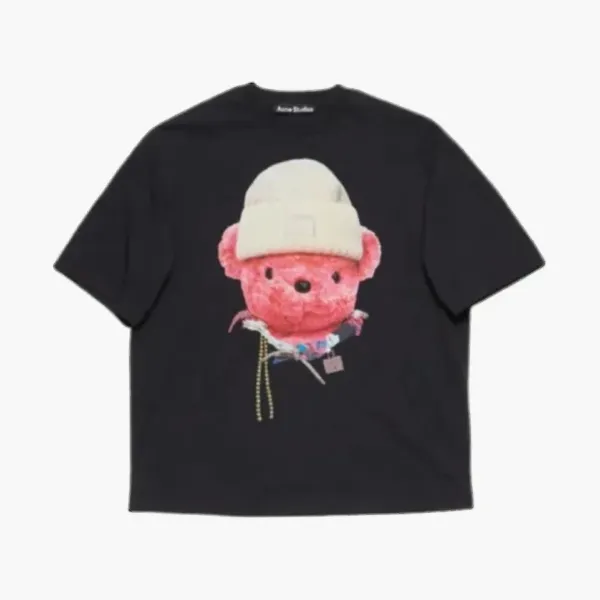 Acne Studios Printed Pink Bear T-shirt Black