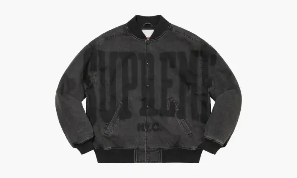 Supreme Washed Knockout Denim Varsity Jacket Washed Black