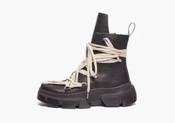 Rick Owens X Dr. Martens 1460 DMXL Megalace Leather Lace Up Boots Black / Lunar