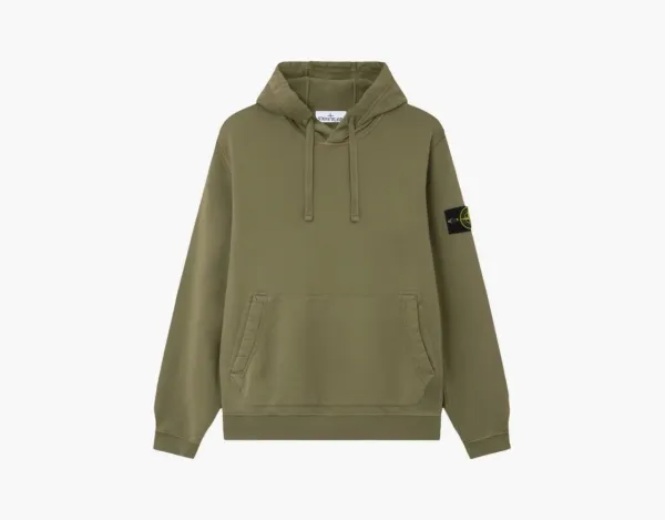 Stone Island Organic Cotton Fleece Hoodie Military Green