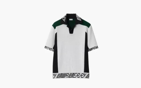 Burberry Logo Trim​ Wool Polo Shirt White