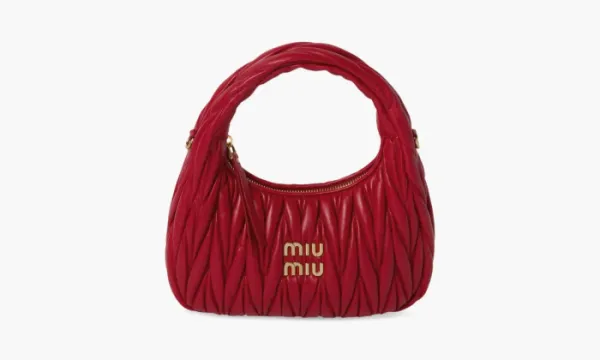 Miu Miu Wander Matelasse Nappa Leather Hobo Bag Red